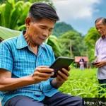 Home 19 디지털 공유지와 정보 불균형 - A vibrant rural community in Thailand with families and elderly people using digital devices like sm...