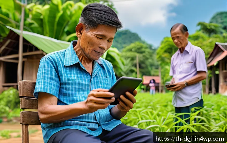 디지털 공유지와 정보 불균형 - A vibrant rural community in Thailand with families and elderly people using digital devices like sm...