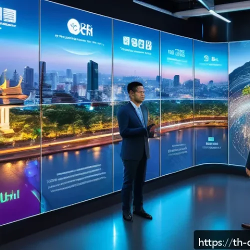 Home 17 디지털 공유지의 생태계 구축 - A vibrant digital ecosystem scene showcasing diverse Thai business professionals and community membe...