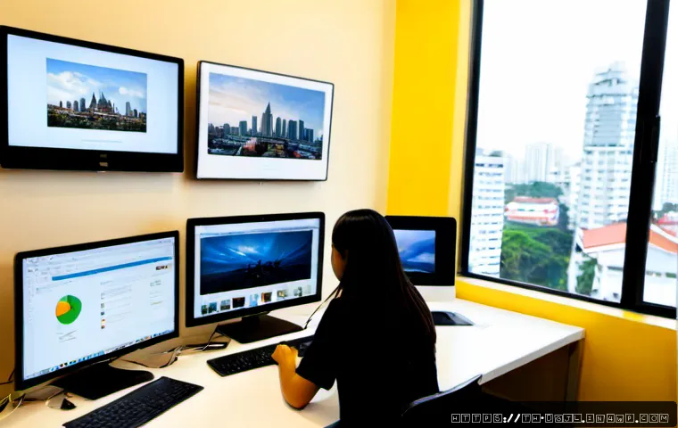 Home 30 디지털 공유지의 디지털 자산 관리 - Photorealistic Bangkok coworking space, Thai digital archivist organizing a shared digital asset lib...
